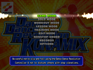 Dance Dance Revolution Konamix title screen for Playstation